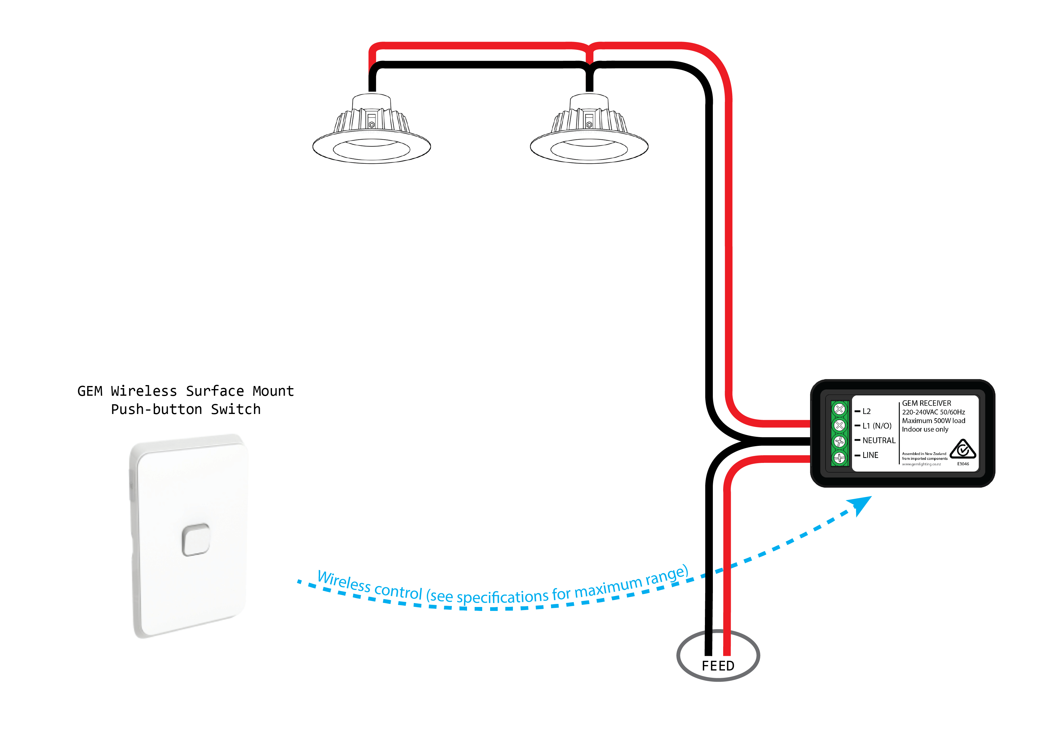 Wireless-only arrangement — original GEM wiring diagram