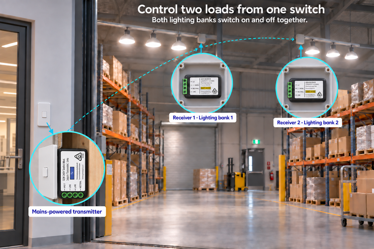 Switch two lighting banks together.