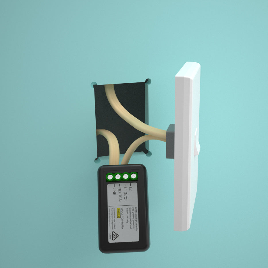 Wireless receiver installed with existing light switch